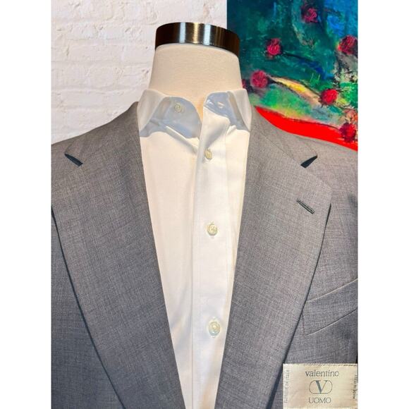 Valentino Uomo 44R Gray Nailhead Lightweight Blazer Sport Coat Jacket Note - Picture 2 of 14